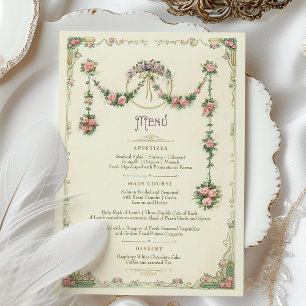 Victorian Menu Wedding Dinner Card