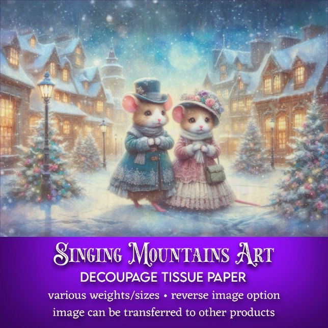 Victorian Mice In Winter Vilage Decoupage Tissue Paper (Creator Uploaded)