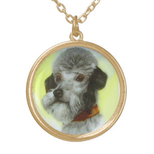 VICTORIAN MINIATURE DOG PORTRAITS Airedale Terrier Gold Plated Necklace
