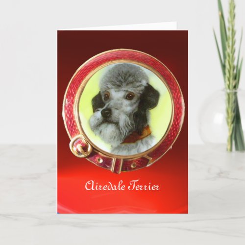 VICTORIAN MINIATURE DOG PORTRAITS Airedale Terrier Holiday Card