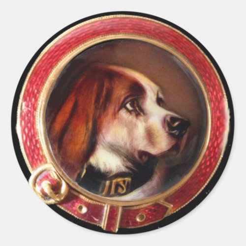 VICTORIAN MINIATURE DOG PORTRAITS Bloodhound Classic Round Sticker