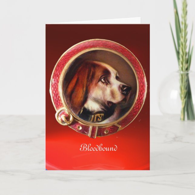 VICTORIAN MINIATURE DOG PORTRAITS  Bloodhound Holiday Card (Front)