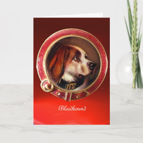 VICTORIAN MINIATURE DOG PORTRAITS  Bloodhound Holiday Card