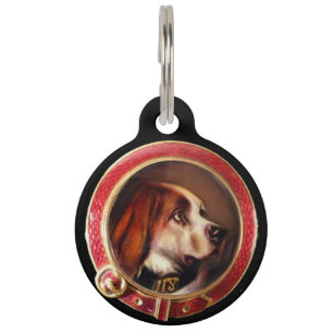 VICTORIAN MINIATURE DOG PORTRAITS Bloodhound Pet Tag