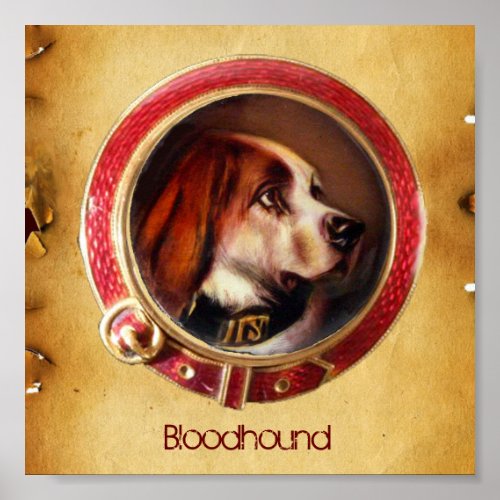 VICTORIAN MINIATURE DOG PORTRAITS Bloodhound Poster