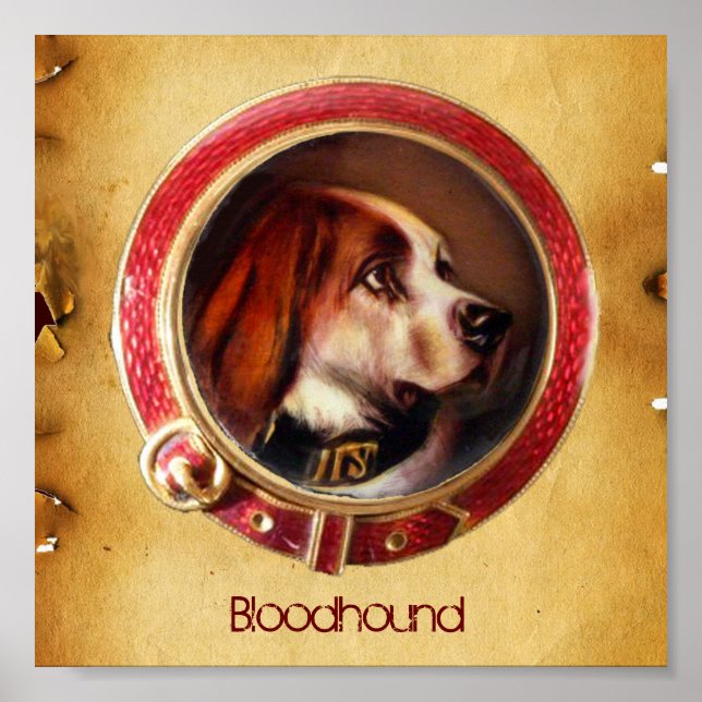 VICTORIAN MINIATURE DOG PORTRAITS Bloodhound Poster (Front)