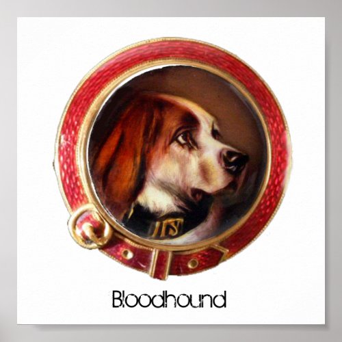 VICTORIAN MINIATURE DOG PORTRAITS Bloodhound Poster