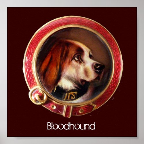 VICTORIAN MINIATURE DOG PORTRAITS Bloodhound Poster