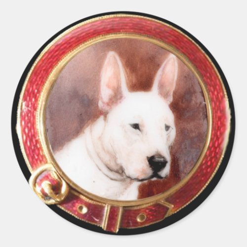 VICTORIAN MINIATURE DOG PORTRAITS Bull Terrier Classic Round Sticker