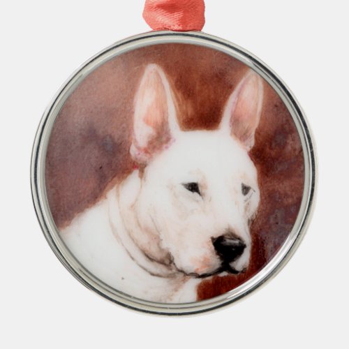 VICTORIAN MINIATURE DOG PORTRAITS Bull Terrier Metal Ornament