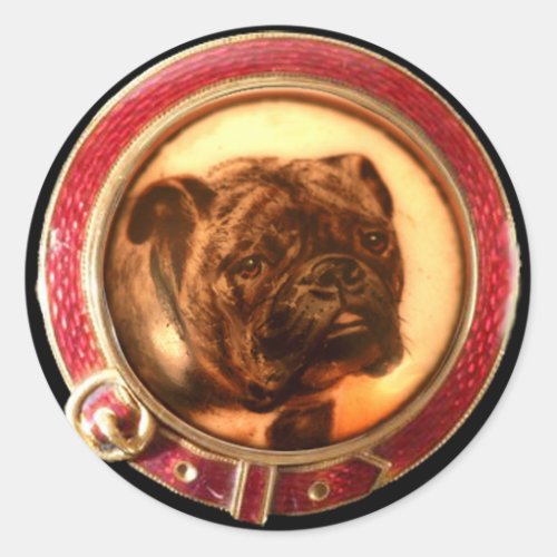 VICTORIAN MINIATURE DOG PORTRAITS Bulldog Classic Round Sticker