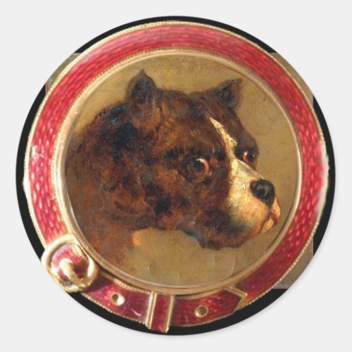 VICTORIAN MINIATURE DOG PORTRAITS Bulldog Classic Round Sticker