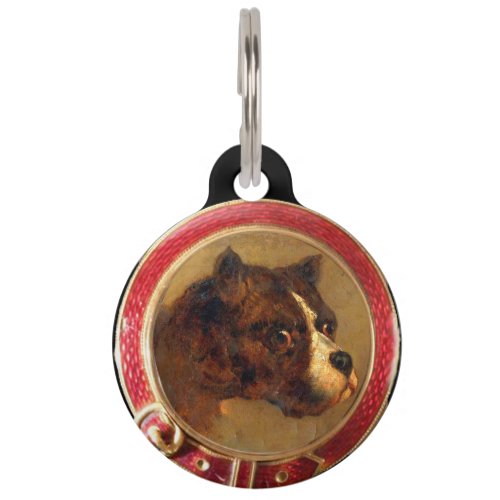 VICTORIAN MINIATURE DOG PORTRAITS Bulldog Pet ID Tag