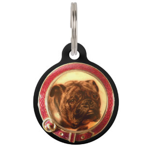 VICTORIAN MINIATURE DOG PORTRAITS Bulldog Pet ID Tag