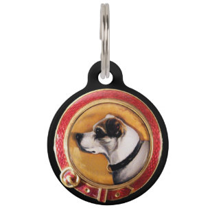 VICTORIAN MINIATURE DOG PORTRAITS Fox Terrier Pet ID Tag