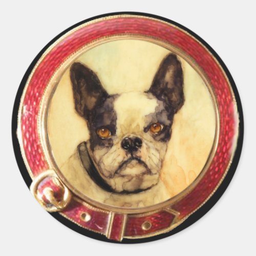 VICTORIAN MINIATURE DOG PORTRAITS French Bulldog Classic Round Sticker