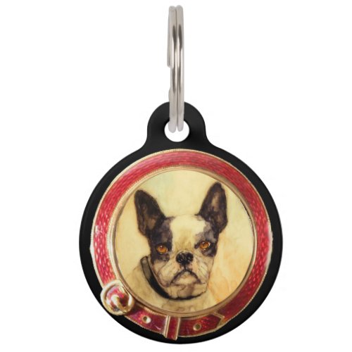 VICTORIAN MINIATURE DOG PORTRAITS French Bulldog Pet Tag