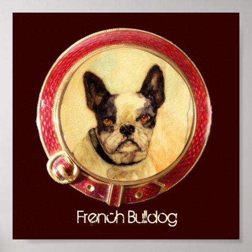 VICTORIAN MINIATURE DOG PORTRAITS French Bulldog Poster