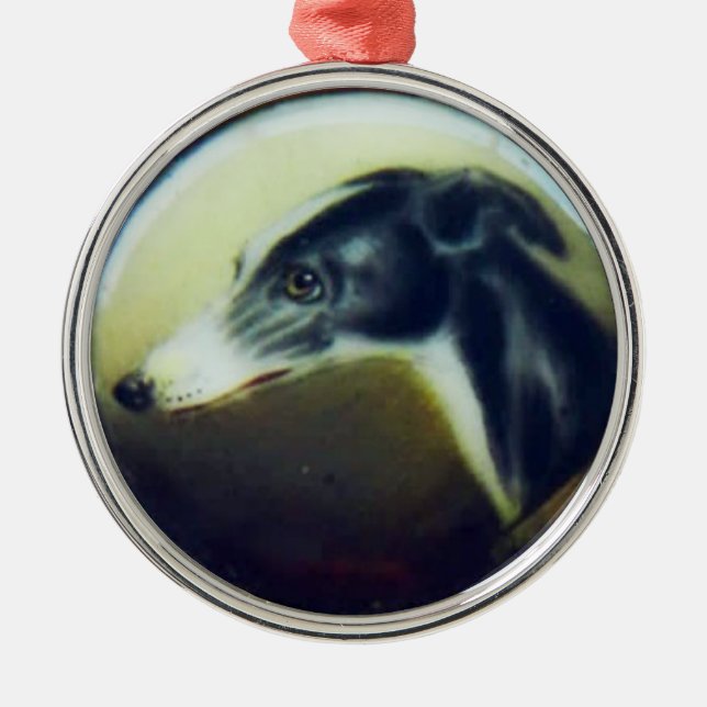 VICTORIAN MINIATURE DOG PORTRAITS Irish Greyhound Metal Ornament (Front)