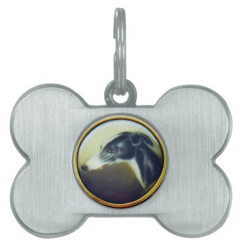 VICTORIAN MINIATURE DOG PORTRAITS Irish Greyhound Pet Tag