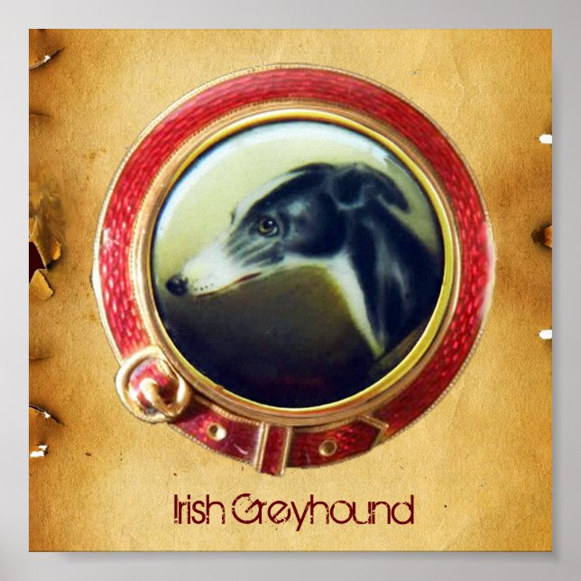 VICTORIAN MINIATURE DOG PORTRAITS Irish Greyhound Poster (Front)