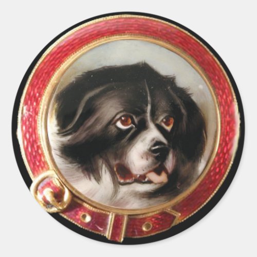 VICTORIAN MINIATURE DOG PORTRAITS Newfoundland Classic Round Sticker