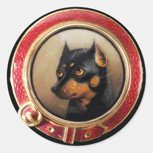 VICTORIAN MINIATURE DOG PORTRAITS Pincher Classic Round Sticker