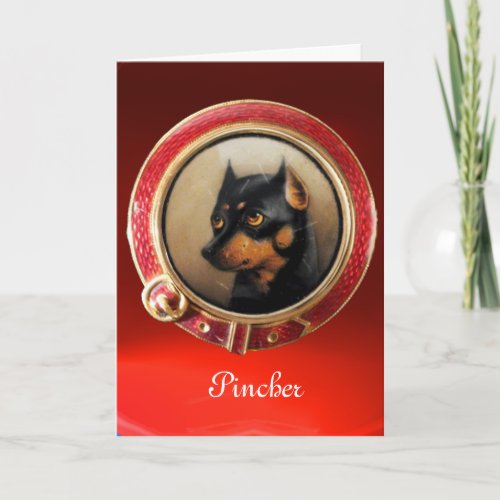 VICTORIAN MINIATURE DOG PORTRAITS  Pincher Holiday Card