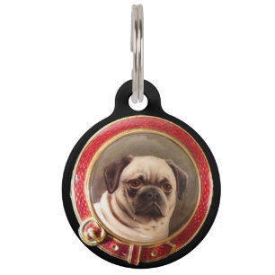 VICTORIAN MINIATURE DOG PORTRAITS Pug Pet ID Tag
