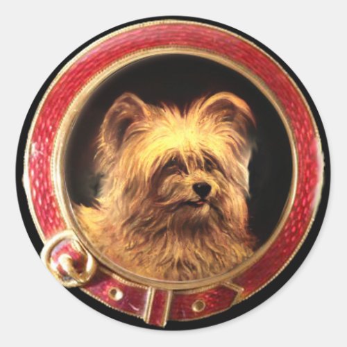VICTORIAN MINIATURE DOG PORTRAITS Skye Terrier Classic Round Sticker