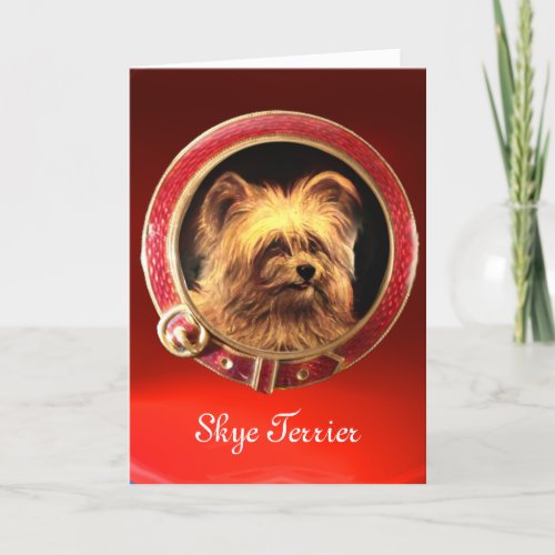 VICTORIAN MINIATURE DOG PORTRAITS Skye Terrier Holiday Card