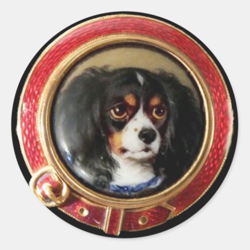 VICTORIAN MINIATURE DOG PORTRAITS Tricolor Spaniel Classic Round Sticker