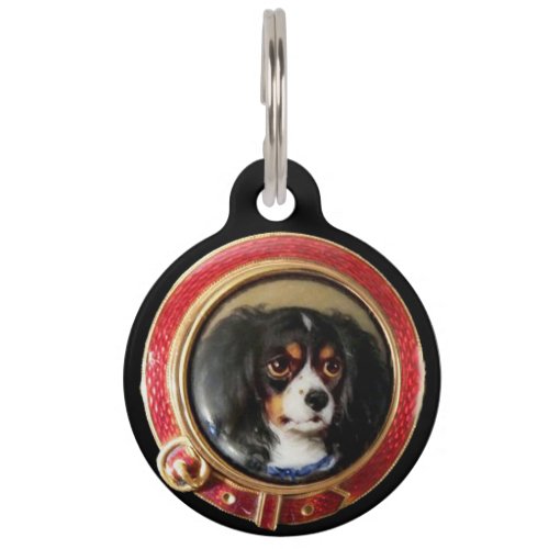 VICTORIAN MINIATURE DOG PORTRAITS Tricolor Spaniel Pet Name Tag