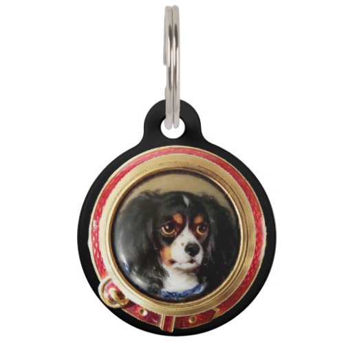 VICTORIAN MINIATURE DOG PORTRAITS Tricolor Spaniel Pet Name Tag