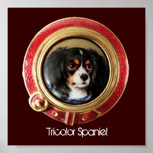 VICTORIAN MINIATURE DOG PORTRAITS Tricolor Spaniel Poster