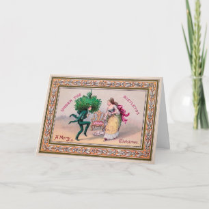 Victorian Mistletoe Holiday Card