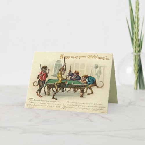 Victorian Monkey Christmas Card