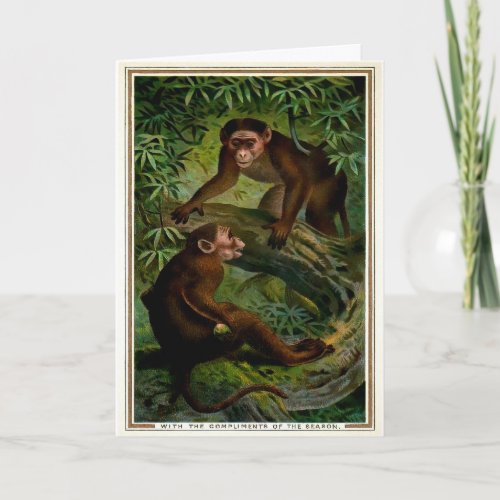 Victorian Monkeys Christmas Card