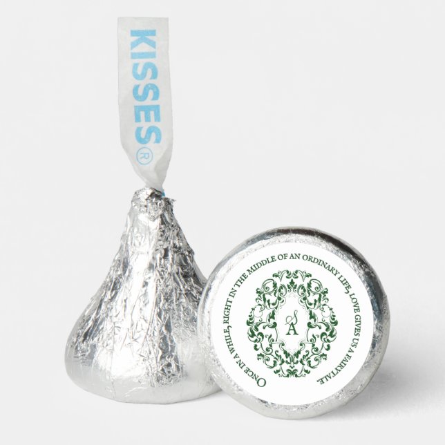 Victorian Monogram Crest Emerald Green Wedding Hershey®'s Kisses® (Front)