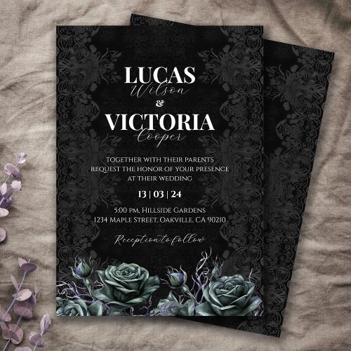 Victorian Moody Floral Gothic Wedding invitation