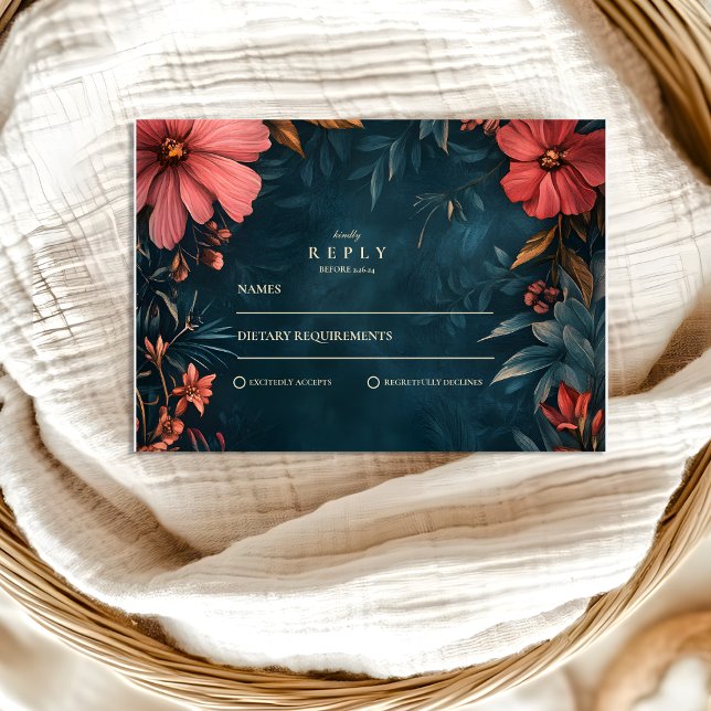 Victorian Moody Floral Wedding RSVP Card (Creator Uploaded)