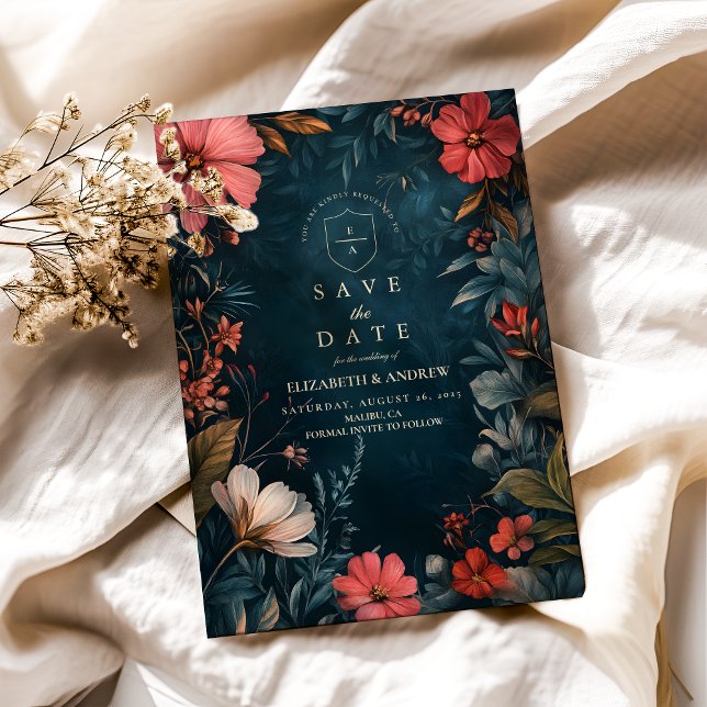 Victorian Moody Floral Wedding Save The Date (Creator Uploaded)
