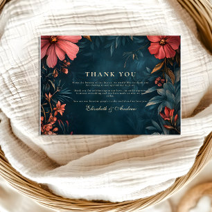 Victorian Moody Floral Wedding Thank You Card