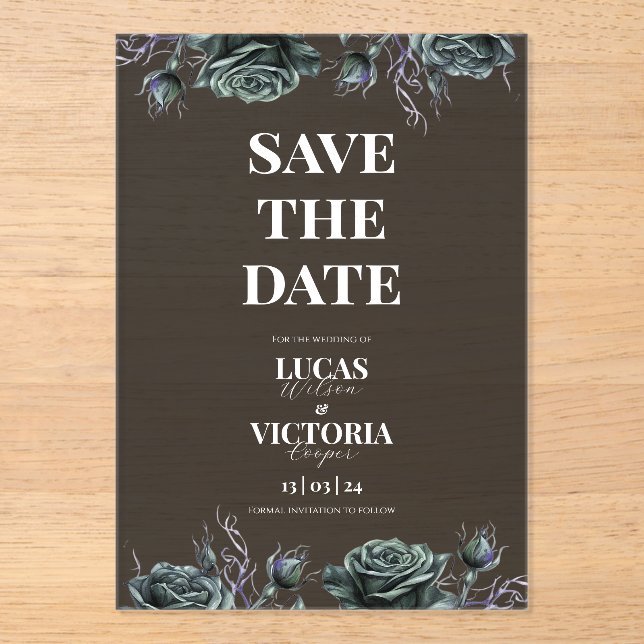 Victorian Moody Gothic Transparent Save the Date  (Front)
