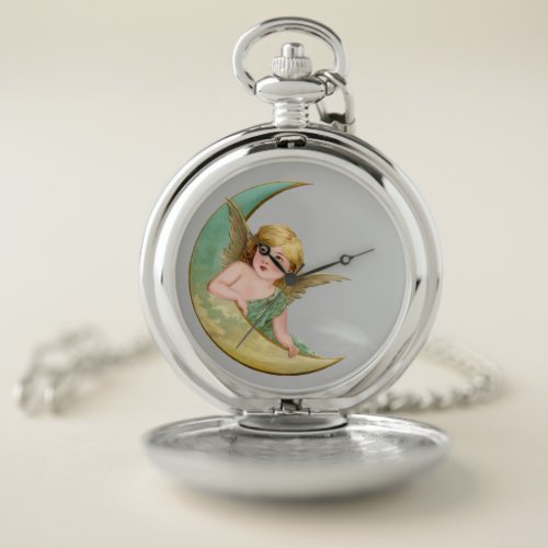 Victorian Moon Angel Time Piece Pocket Watch