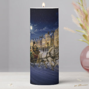 Victorian Moonlit Christmas Sleigh Ride Pillar Candle