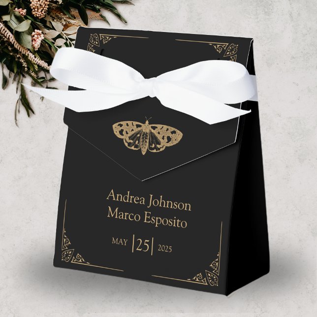 Victorian Moth Elegant Gothic Wedding Favor Box (Gothic Moth Tattoo Wedding Favor Box)