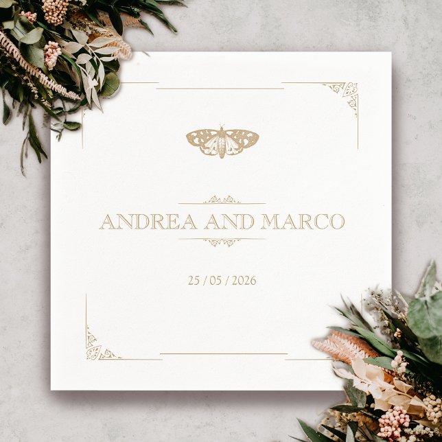 Victorian Moth Elegant Gothic Wedding Napkins (Gothic Moth Tattoo Vintage Wedding Napkin)