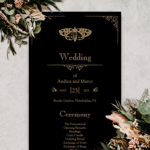 Victorian Moth Elegant Gothic Wedding Program