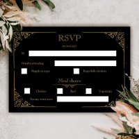 Victorian Moth Elegant Gothic Wedding RSVP Card